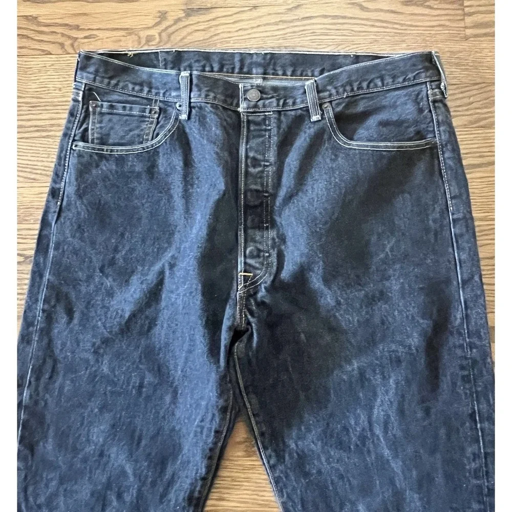 Levi's 501-0226 Jeans Black Stonewash Button Fly Straight Leg 40x32 actual:37x29